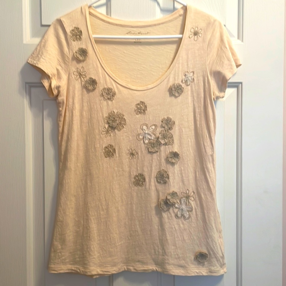 Lightweight slub knit tee in ivory size Small from Eddie Bauer